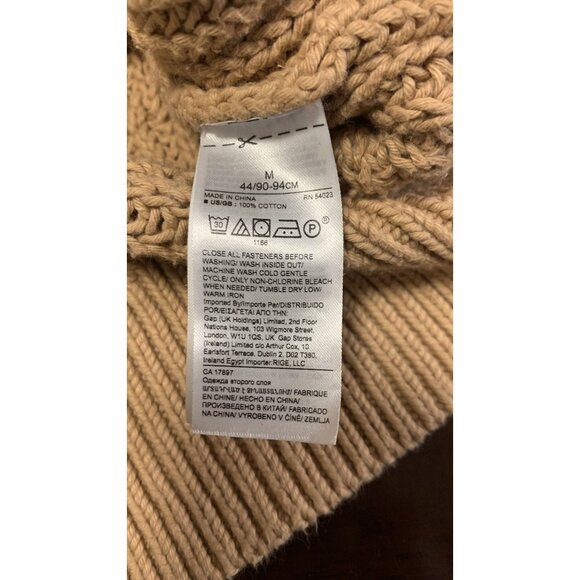 Banana Republic M Heavy Rib Knit Cotton Sweater Tan Minimalist Winter - Picture 8 of 8